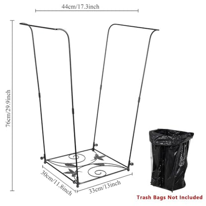 Trash Bag Holder, Metal Garbage Bag Holder, Portable Hummingbird Pattern Base Leaf Bag Holder, Multi-use Trash Bag Holder Stand for Camping, Party, Garden - color: BlackD-1 PC