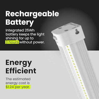 Feit Electric 4ft Rechargeable LED Shop Light, Motion Sensor, 4000K Cool White, Magnetic & Flush Mount, Utility Light for Garage & Workshop, 25Wh Battery (Up to 3 Hrs), SHOP4/840/25/MOT/BAT - size: 4FT., style: 25 Watt-Hours
