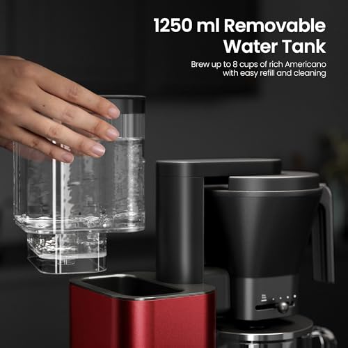 Kismile SCA-Certified 8 Cup Drip Coffee Maker, Pour Over Coffee Machine with 3s Instant Heat 197–205℉, Adjustable Flow Control, Removable Water Tank, Deep Cold Brew & 40 Min Keep Warm (Red) - color: Red