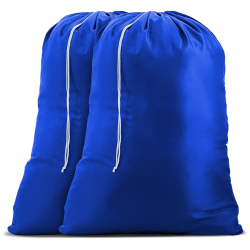 Handy Laundry Nylon XL - Large Capacity with Locking Drawstring, Machine Washable, Fits Laundry Baskets or Hampers, Holds 3 Loads of Clothes - Royal Blue (Pack of 2) - color: Royal Blue