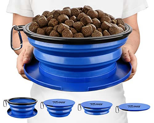 Tuff Pupper SuperBigSlurp Collapsible Dog Bowls, Extra Large Capacity, Portable, Food Safe, Odorless, Non-Toxic Silicone - color: Nebulas Blue