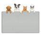 Silicone Cat & Dog Food Mat, 40" x 22" Extra Large Pet Feeding Mat for Cats and Dogs Bowl, Pet Placemat for Food and Water with Raised Edge, Waterproof, Leakproof (Grey) - size: 40"x22"