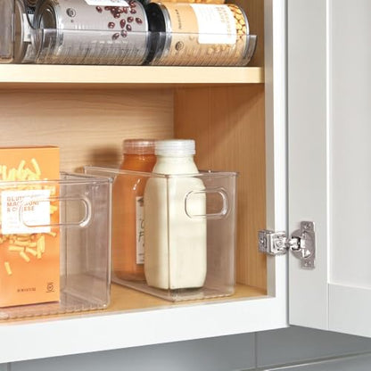 iDesign Slim Clear Plastic Storage Bin, Tall Narrow, 4-Pack | Organizer for Kitchen, Fridge, Pantry - style: Pack of 4