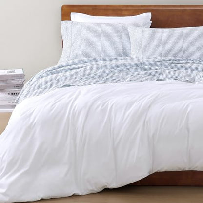 LANE LINEN 100% Organic Cotton Twin Sheets Set - 3 PC Bedding Sheets & Pillowcases - Breathable & Cooling Bed Sheets - Deep Pocket up to 15", Sheets for Twin Size Bed: Polka Dot (Blue) | Twin Sheet Set, GOTS Certified Organic Cotton Percale - Best-Value O