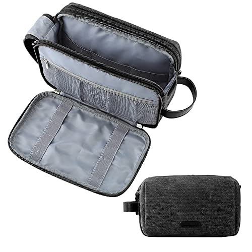BAGSMART Toiletry Bag for Men, Canvas Travel Toiletry Organizer Dopp Kit Water-resistant Shaving Bag for Toiletries Accessories,Black-Large - color: Black, size: Large