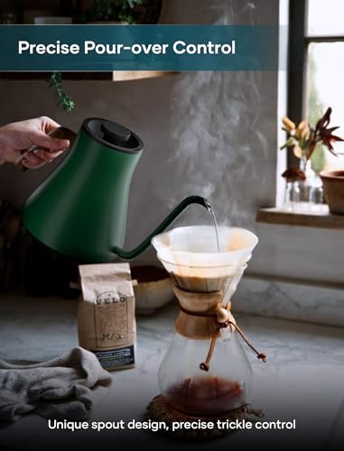 INTASTING Electric Kettles, Gooseneck Electric Kettle, ±1℉ Temperature Control, Stainless Steel Inner, Quick Heating, for Pour Over Coffee, Brew Tea, Boil Hot Water, 0.9L Hunter Green - color: Hunter Green