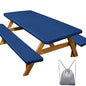 Picnic Table Cover with Bench Covers Camping Essentials Waterproof Windproof Camping Tablecloth with Drawstring Bag, Fitted Rectangle Tables and Seats, 96in, Deep Blue - color: Deep Blue, size: 96in