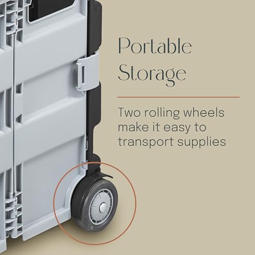 Mobile Folding Utility Cart with Canvas Storage Organizer Bag, Rolling Cart, Dark Grey/Grey - color: Dark Grey/Grey