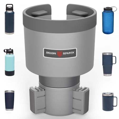 Seven Sparta Car Cup Holder Expander with Offset Adjustable Base, Compatible with Hydro Flasks 32/40 Ounce, Compatible with Yeti Ramblers 20/26/30 Ounce, Other Bottles in 3.4"-3.8" (Gray) - color: Gray, size: Medium*1