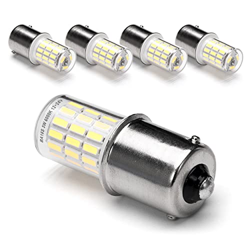 12 Volt BA15S Led Bulbs,1156 1141 P21W 6000k Daylight White,DC Bayonet Single Contact Base,AC10-24V DC10-30volt Low Voltage BA15S Bulb for Landscape RV Camper Interior Marine Boat Trailer Lights,5Pack - color: 1156 White