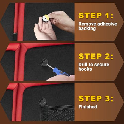 BUMBEE Mesh Cargo Net, Envelope Netting, Elastic Pocket Pouch Bungee Organizer for Car Seat Back RV Wall Trunk, Hooks & Screws Included(21.7'' x 9.8'') - size: 21.7'' x 9.8''