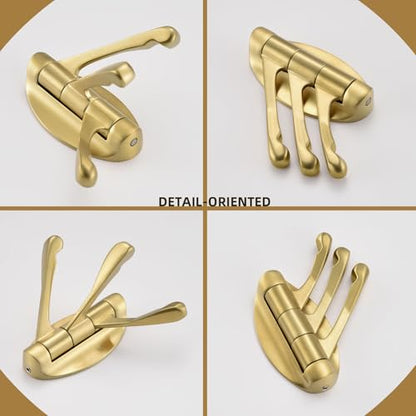 Angle Simple Towel Hook Brushed Gold, Metal Folding Swivel Towel Holder, Bathroom Robe Clothes Coat Hook, Home RV Organizer, Screw Mount - color: Brushed Gold, size: 1 Pack