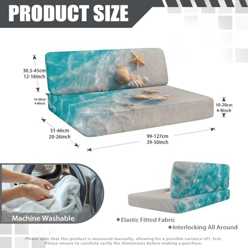 RV Dinette Cushion Covers Camper Dinette Cushion Covers, Beach Sea Shell RV Seat Cover Couch Covers Sofa Seat Protector Stretchable Covers for Camper Car Bench - color: Beach Sea Shell