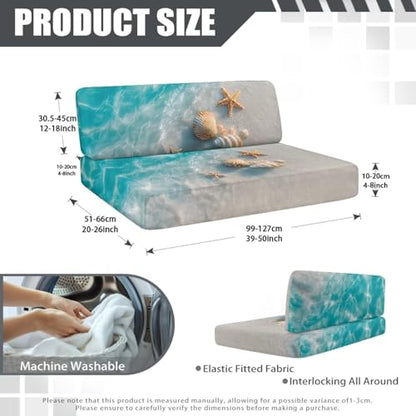 RV Dinette Cushion Covers Camper Dinette Cushion Covers, Beach Sea Shell RV Seat Cover Couch Covers Sofa Seat Protector Stretchable Covers for Camper Car Bench - color: Beach Sea Shell