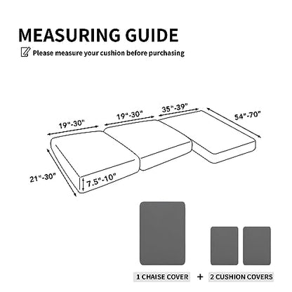 Easy-Going 100% Waterproof 3 Pieces Couch Cushion Covers for Sectional Sofa Left/Right L Shape Chaise Lounge Sofa Seat slipcover Anti-Slip Sofa Cover (2 Seater + 1 Chaise, Gray - color: Grey, size: 2 Seater + 1 Chaise