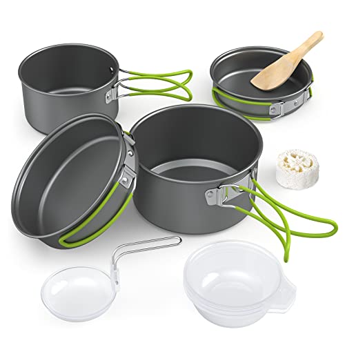ACAGALA Portable Outdoor Tableware Camping Cookware 2-3 People Multifunctional Portable Cooking Set for Outdoor Stove