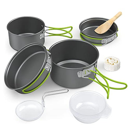 ACAGALA Portable Outdoor Tableware Camping Cookware 2-3 People Multifunctional Portable Cooking Set for Outdoor Stove