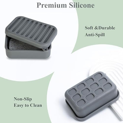 Portable Leakproof Travel Soap Case, Silicone Travel Soap Case, Compact Soap Holder with Drainage Layer, Travel Soap Holder for Camping, Gym, Outdoor (Deep-Gray) - color: Deep-gray