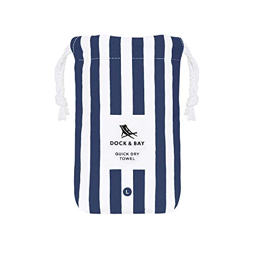Dock & Bay Beach Towel - Quick Dry, Sand Free - Compact, Lightweight - 100% Recycled - Includes Bag - Cabana - Whitsunday Blue - Large (160x90cm, 63x35) - color: Cabana - Whitsunday Blue, size: Large (160x90cm, 63x35")