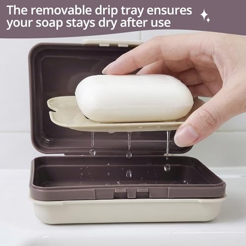 Leakproof Travel Soap Case with Lid and Removable Drain Tray - Portable Bar Soap Holder for Travel, Camping, Gym, Outdoor Use - Fits Most Standard Soaps - Made of Durable PP Plastic - color: Gray