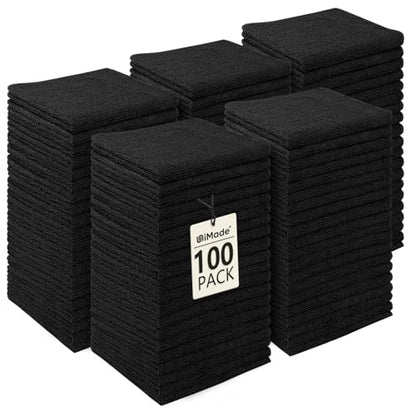 UNIMADE Washcloths Bulk - 100 Pack - Face Towels (12" x 12"), Highly Soft Wash Cloths and Hand Towels, Fast Drying Multi-Purpose Microfiber Cleansing Cloths for Bathroom, Hotel, Spa, and Salon - Black - color: Black, size: 100Pack