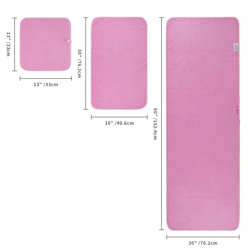 POLYTE 430 GSM Microfiber Quick Dry Lint Free Oversize Bath Towel Set, 6 Piece (Waffle Weave) - color: Pink