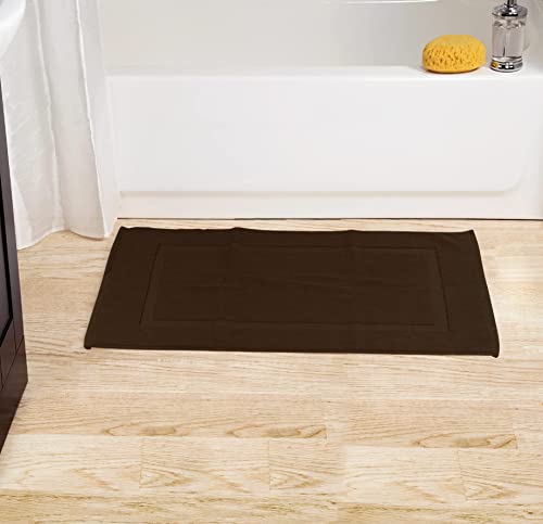 Utopia Towels Cotton Banded Rug, Bath Mats, Not a Bathroom Rug, 21 by 34 Inches, 100% Ring Spun Cotton, Highly Absorbent Shower Bathroom Floor Mat,Dark Brown, 2 Pack - color: Brown