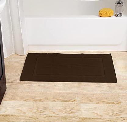 Utopia Towels Cotton Banded Rug, Bath Mats, Not a Bathroom Rug, 21 by 34 Inches, 100% Ring Spun Cotton, Highly Absorbent Shower Bathroom Floor Mat,Dark Brown, 2 Pack - color: Brown
