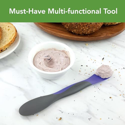 Tovolo Scoop and Spread Large Dual End Peri Purple and Charcoal Gray Silicone Sandwich Spreader Tool with Nylon Handle, BPA Free Dishwasher Safe Silicone and Nylon Tool for Spreading and Scooping - color: Very Peri & Charcoal, size: Large