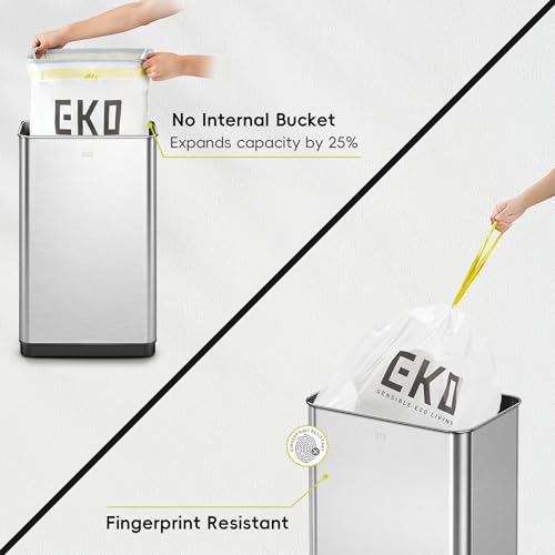 EKO Mirage-T 50 Liter / 13.2 Gallon Touchless Rectangular Motion Sensor Trash Can, Brushed Stainless Steel Finish - size: Mirage 50L - Stainless Steel