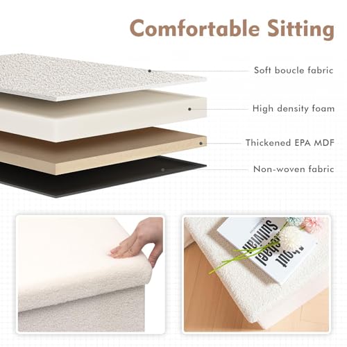 B FSOBEIIALEO Small Storage Ottoman Cube Sherpa Ottomans Foot Rest, Foldable Boucle Ottoman, Faux Teddy Fur, Cream White 12.6"x12.6"x12.6" - color: White, size: 12.6"x12.6"x12.6"