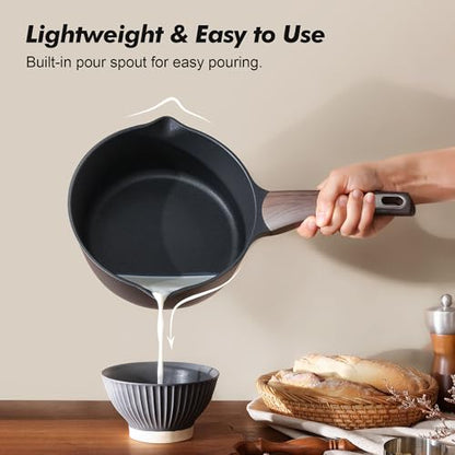 SENSARTE 1.5 & 2.5 Quart Sauce Pan Sets with Lid, Cooking Pots Set, Nonstick Saucepan Set with Pour Spout, Small Kitchen Pot, Non toxic Saucepot, Induction Comptable, Easy to Clean, PFOA Free - color: Classic Black, size: 1.5 + 2.5 Quarts