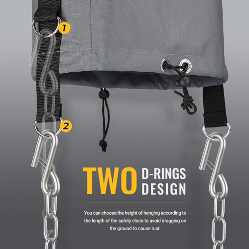 BougeRV RV Electric Tongue Jack Cover with D Rings, 600D Universal Trailer Jack Protective Grey Cover for Outside RV Parts RV Accessories - color: Grey with D rings
