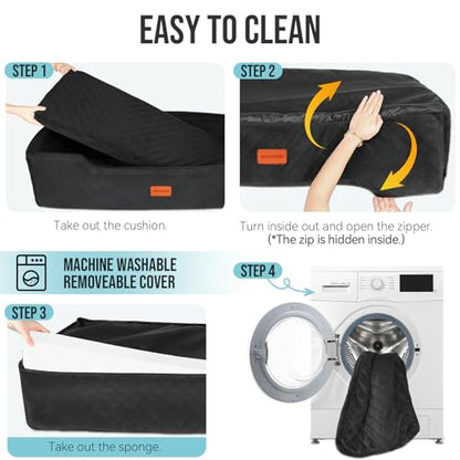 HEGGCOOE Large Dog Car Seat Under 100 lbs, Washable Dog Car Bed for 2 Medium Dogs, Detachable Pet Booster Seat with Storage Pocket and Seat Belt for Back Seat Dog Travel Bed - color: Black