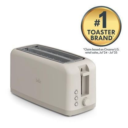 bella 4 Slice Slim Toaster, Fits-anywhere™ Kitchenware, 6 Setting Shade Control with Reheat & Cancel Buttons, Fits Sourdough, 10” Long Slot, Anti Jam & Auto Shutoff, 900 Watt, Oatmilk - color: Oatmilk, size: 4 Slice