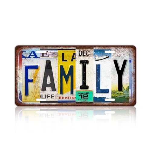 Vintage Family Metal Tin Sign License Plate Wall Decor 12 x 6 Inches - color: Plate-10