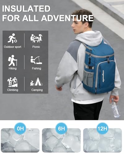 Capolo 36/45 Cans Cooler Backpack Insulated Waterproof for Women Men Lunch Backpack Coolers Leak Proof Soft Cooler Bags - color: Leather Blue, size: 36 Cans