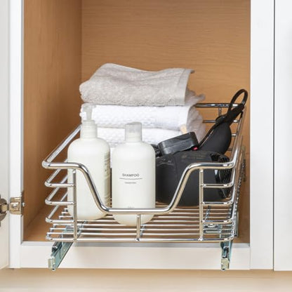 Household Essentials Chrome-Plated Steel Under-Cabinet Pull-Out Organizer - size: 11.5" - Standard, style: Single Tier