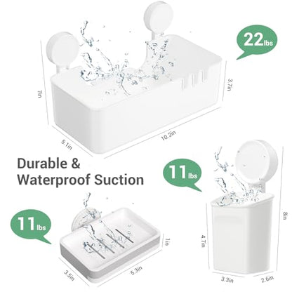 LUXEAR Shower Caddy 5 Pack Suction Cup Shower Organizer for Bathroom Storage Home &Kitchen,No Drilling Removable Plastic Shelf Organizer with Soap Dish&Toothbrush Holder Easy Install - size: 5 pack
