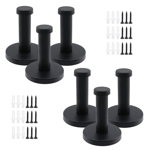 Wall Hooks Heavy Duty Coat Hooks Stainless Steel Clothes Hanger for Hanging Bathroom Towels Handbag Black 2-inch Length with 12mm Shank Dia - Pack of 6 - color: Black, size: 2" Length 12mm Shank