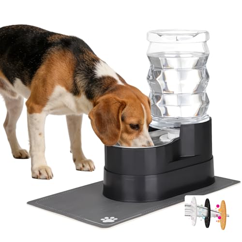 RIZZARI 7L Elevated Dog Water Dispenser with Comfortable Feeding Height | Gravity Auto Refill,Spill-Resistant Base,Stable Anti-Tip Design,Easy Water Refilling,Easy to Disassemble - color: Black, size: 7L