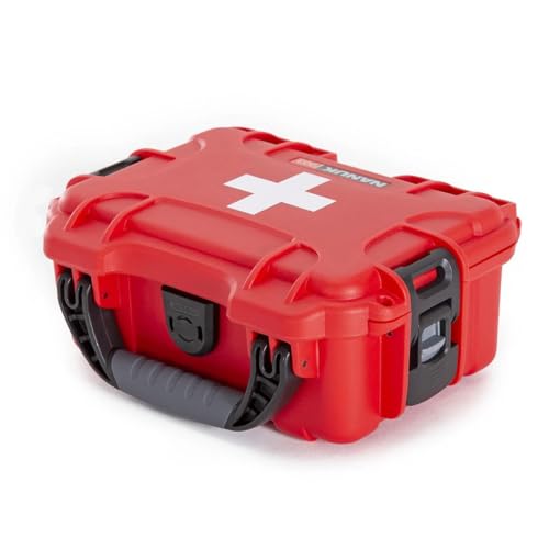 NANUK 903 - Small Waterproof First Aid Kit 78pcs – Pre-Stocked First Aid Emergency Kit with Bandages, Tick Removal Tool, and More – Dustproof, Impact-Resistant, Floats (7.4" x 4.9" x 3.1") – Red - size: 903 First Aid Kit – 90 Pcs