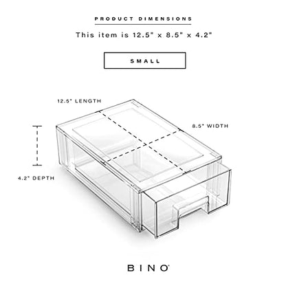 BINO | Stackable Storage Drawers, Small - Clear | THE CRATE COLLECTION | Storage Bins With Drawers | Bathroom Organizers | Under Sink Organizer | Vanity Cabinet Home Organization - size: Small