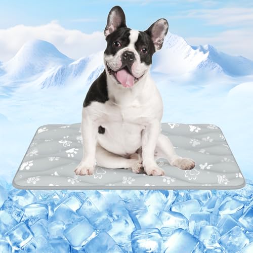 Rywell Super-Absorbent Cooling Mat for Dogs 30"x20" Arc-Chill 3.0 & Color-Changing Dog Cooling Mat, Stay Cool & Dry, Washable, Non-Slip Pet Bed Mat for Floors, Sofas, Kennels - color: Grey, size: M