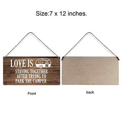 Country Style Camp Wall Decor Love is Staying Together Wooden Signs Funny Rustic Parking the Camper Hanging Wall Plaque Sign Home Decor Present