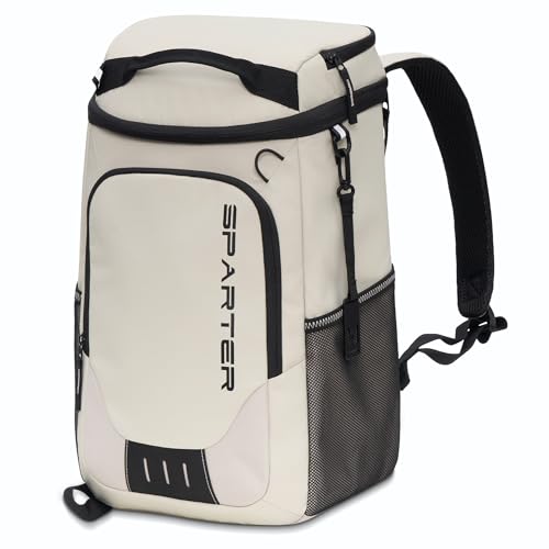 SPARTER Backpack Cooler Insulated Leak Proof 33/49 Cans, 2 Insulated Compartments Thermal Bag, Portable Lightweight Beach Travel Camping Lunch Backpack for Men and Women - color: Brown, size: 33 Can