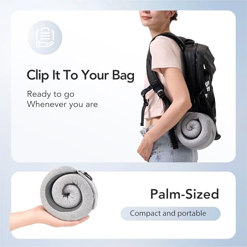 KPNEOL Travel Pillow, 100% Pure Memory Foam Travel Neck Pillow Airplane Neck Support Ergonomic Design for Traveling Suitable for Airplanes,Offices-Grey-Large Size