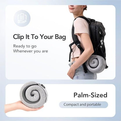 KPNEOL Travel Pillow, 100% Pure Memory Foam Travel Neck Pillow Airplane Neck Support Ergonomic Design for Traveling Suitable for Airplanes,Offices-Grey-Large Size