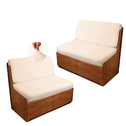 RV Dinette Cushion Covers, 4PCS Woven RV Couch Cover, Camper Cushion Covers, Camper-rv Sofa Cover for Couch, Bench Seat & Dinette Booth Cushions(Lvory White,[39.4" to 49.2"]×[19.7" to 25.6"]) - color: Woven/Lvory White/4pcs