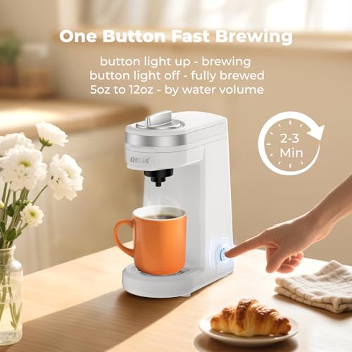 CHULUX Mini Coffee Maker for K Capsule, Single Serve Coffee Maker for One Cup Americano, Lightweight Pod Coffee Machine, Pearl White - color: White